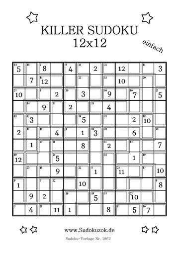 Killer Sudoku 12x12 leichtes Rätsel