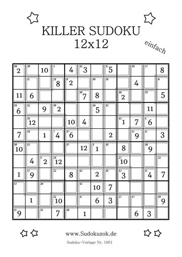 12x12 Killer Sudoku sehr einfach