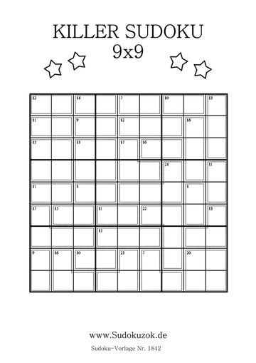 Killer Sudoku 9x9 für Experten