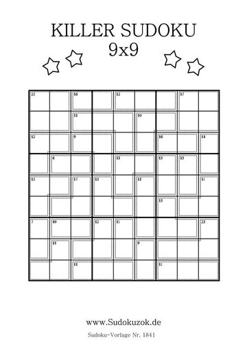Killer Sudoku ohne Zahlen schwer