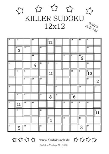 kostenlos Killer Sudoku 12x12 extra schwer drucken