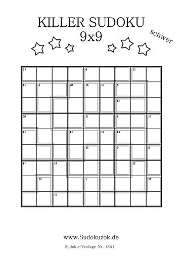 schwere Killer Sudoku zum Drucken