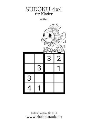 4x4 Kinder Mini Sudoku Fisch
