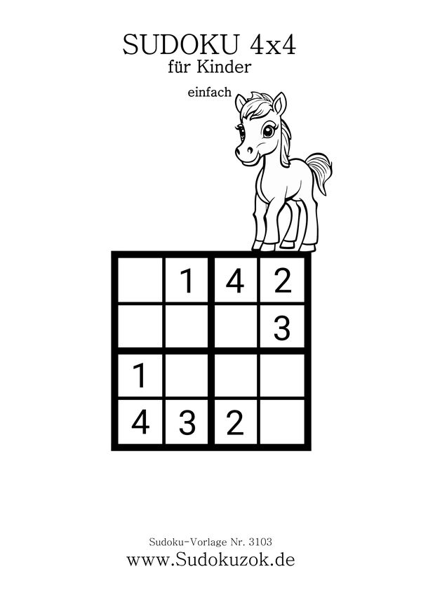 4x4 Kinder Sudoku mit Lösung