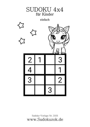 4x4 Kinder Sudoku sehr leicht