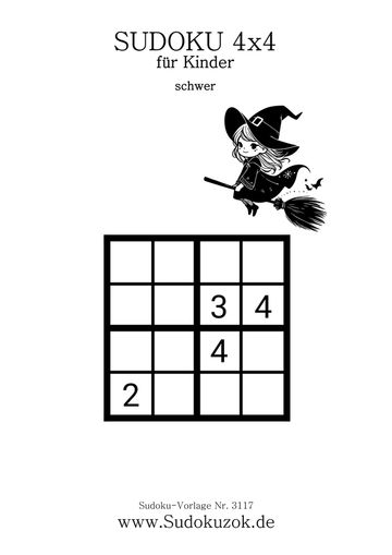 4x4 Sudoku Rätsel mit der Hexe Stufe schwer