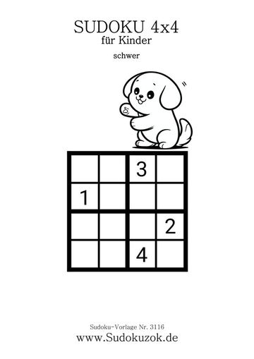 4x4 Sudoku schwer mit dem Hund