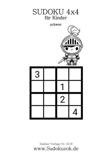 Mini Kinder-Sudoku schwer Ritter
