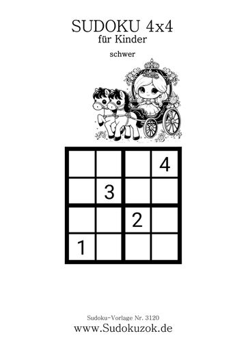 Schwere Kinder-Sudoku mit der Prinzessin
