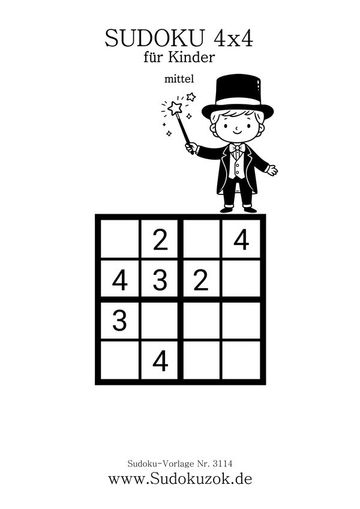 Zauberhafte Kinder-Sudoku 4x4